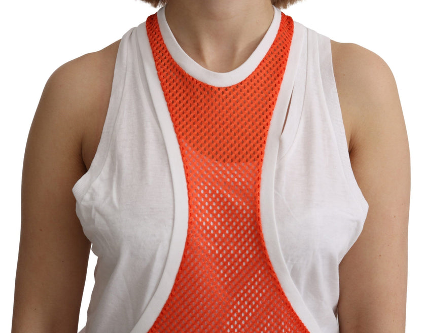 Orange White Crewneck Sleeveless Tank T-shirt Dress TopDSQUARED2 Gorgeous brand new with tags, 100% Authentic DSquared2 Top. Model: Crewneck Sleeveless Tank Material: 100% Cotton Color: Orange and White Logo details Made in ItalyOrange White Crewneck Slee