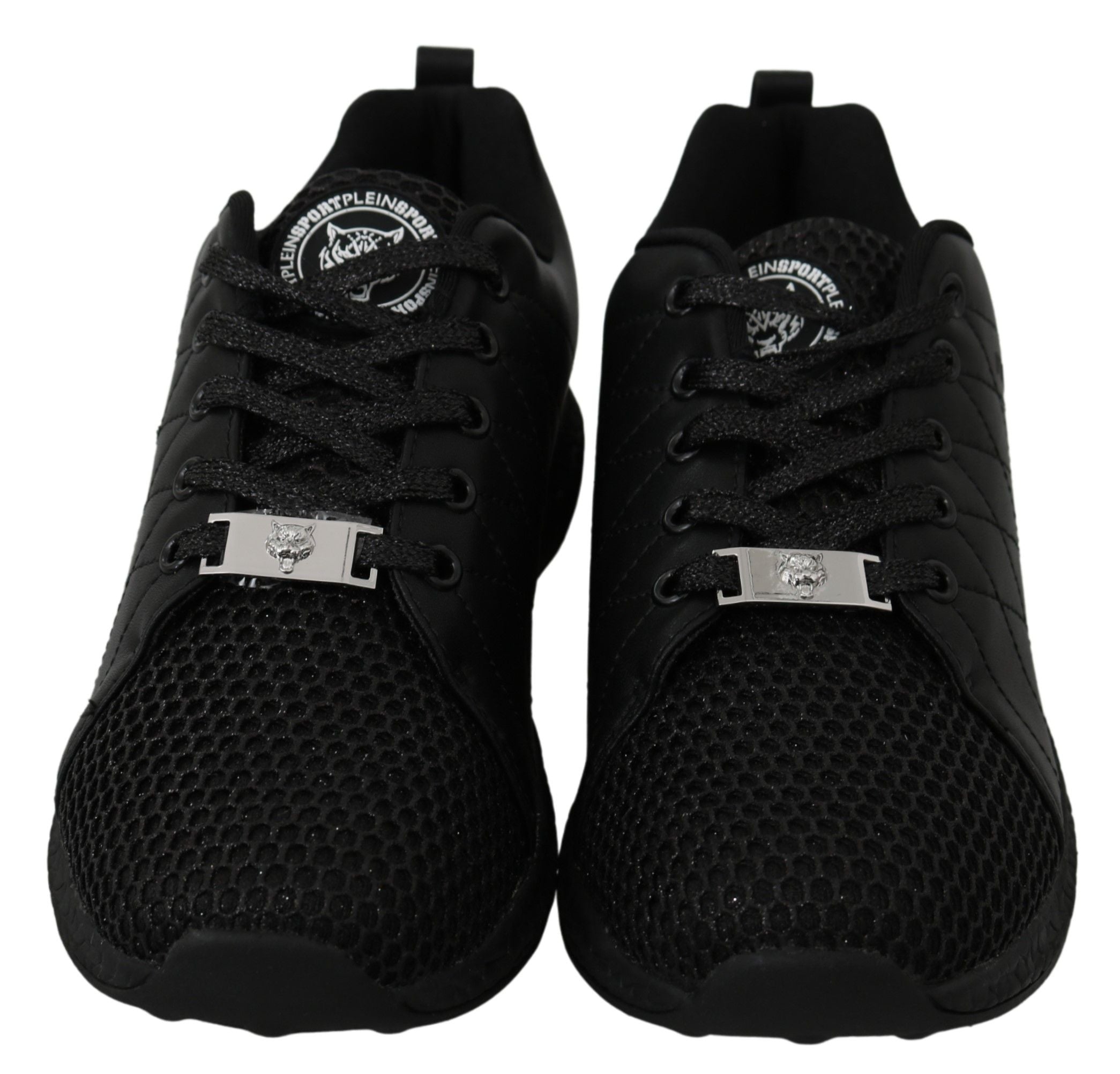 Schwarze synthetische Lauf-Sneaker mit Gummisohle von Philipp Plein