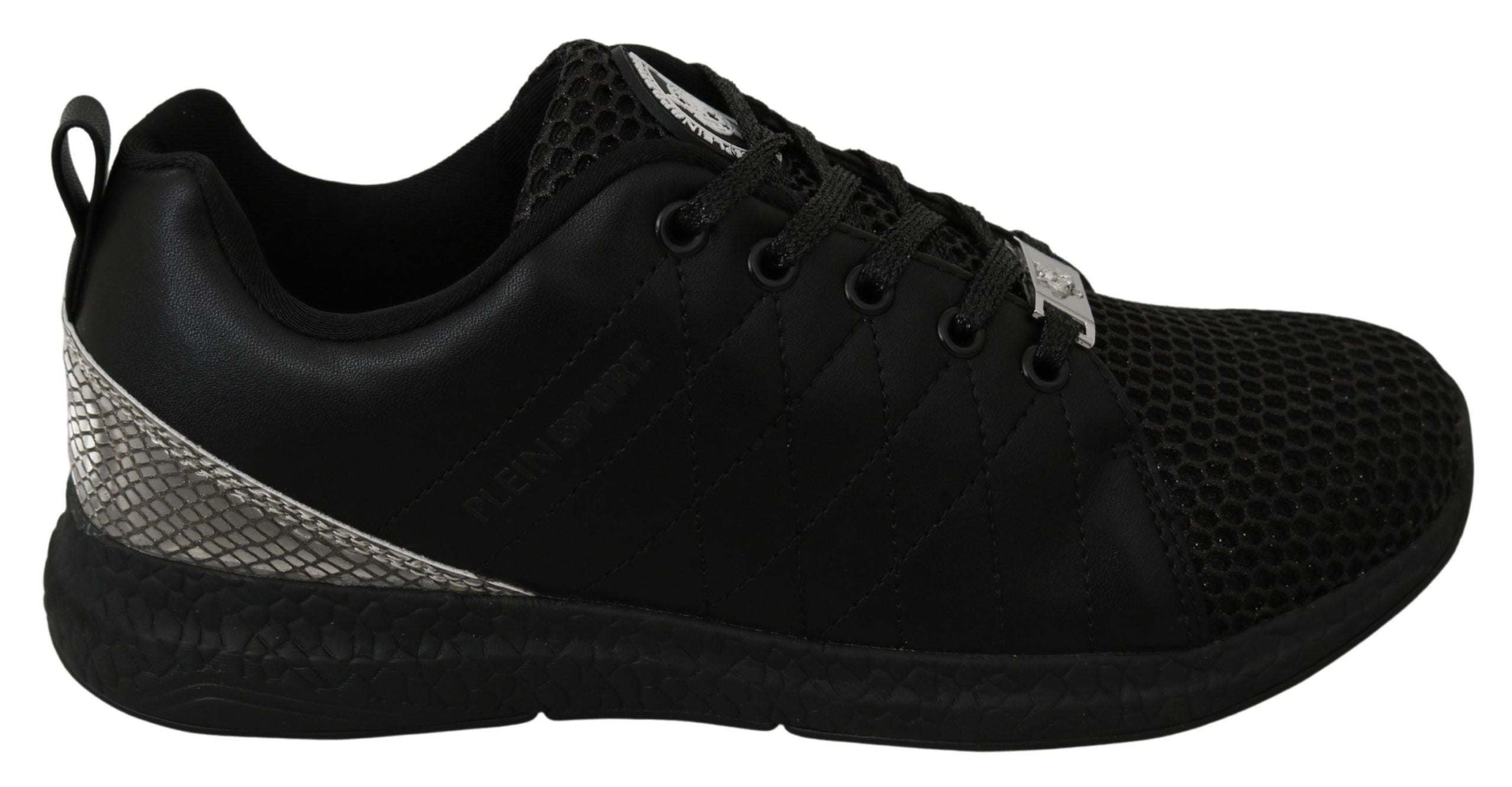 Schwarze synthetische Lauf-Sneaker mit Gummisohle von Philipp Plein