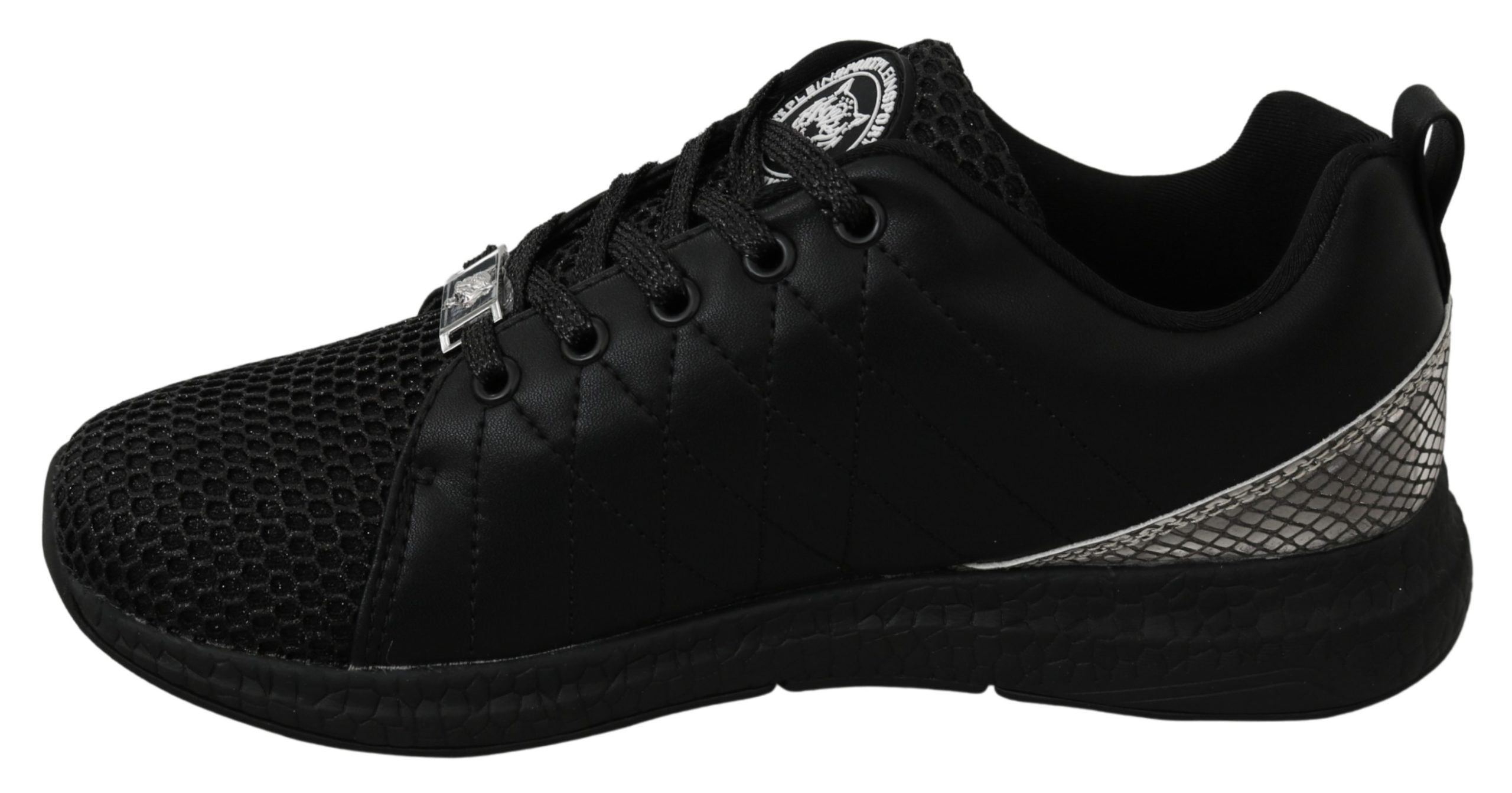 Schwarze synthetische Lauf-Sneaker mit Gummisohle von Philipp Plein