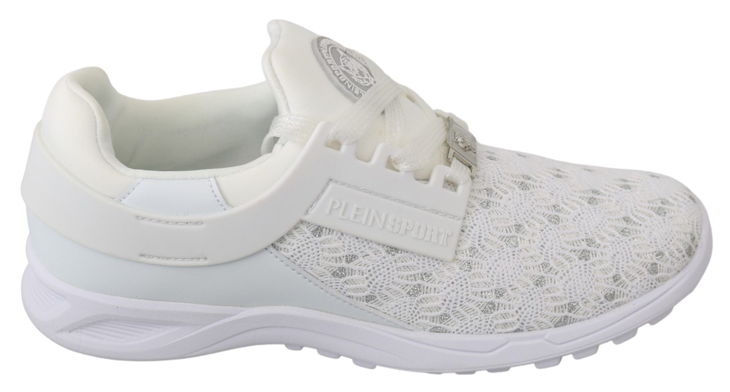 White Polyester Casual Sneakers ShoesPLEIN SPORT Gorgeous brand new with tags, 100% Authentic PLEIN SPORT Shoes. Model: Beth Sneakers Color: White Material: Polyester Sole: Rubber Logo detailsWhite Polyester Casual Sneakers Shoes${tagsPhilipp PleinAulae W