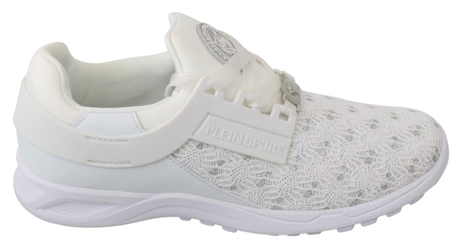 White Polyester Casual Sneakers ShoesPLEIN SPORT Gorgeous brand new with tags, 100% Authentic PLEIN SPORT Shoes. Model: Beth Sneakers Color: White Material: Polyester Sole: Rubber Logo detailsWhite Polyester Casual Sneakers Shoes${tagsPhilipp PleinAulae W