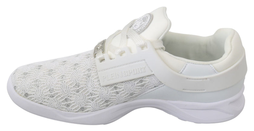 White Polyester Casual Sneakers ShoesPLEIN SPORT Gorgeous brand new with tags, 100% Authentic PLEIN SPORT Shoes. Model: Beth Sneakers Color: White Material: Polyester Sole: Rubber Logo detailsWhite Polyester Casual Sneakers Shoes${tagsPhilipp PleinAulae W