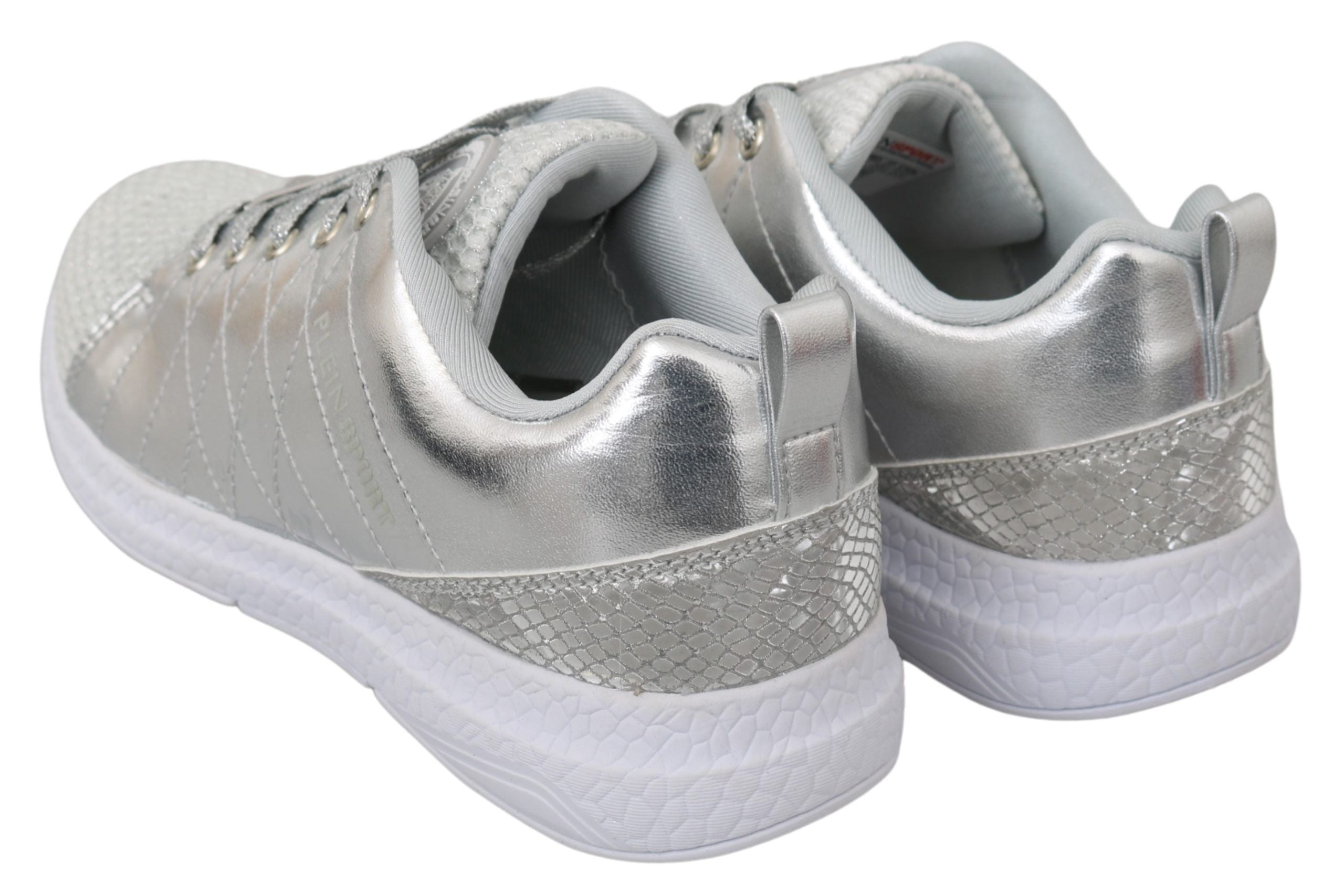 Gisella Silver Polyester Sneakers ShoesPLEIN SPORT Gorgeous brand new with tags, 100% Authentic PLEIN SPORT Shoes. Model: Gisella Sneakers Color: Silver Material: Polyester Sole: Rubber Logo detailsGisella Silver Polyester Sneakers Shoes${tagsPhilipp Plei