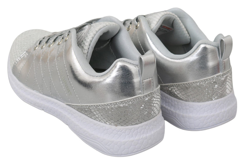 Gisella Silver Polyester Sneakers ShoesPLEIN SPORT Gorgeous brand new with tags, 100% Authentic PLEIN SPORT Shoes. Model: Gisella Sneakers Color: Silver Material: Polyester Sole: Rubber Logo detailsGisella Silver Polyester Sneakers Shoes${tagsPhilipp Plei