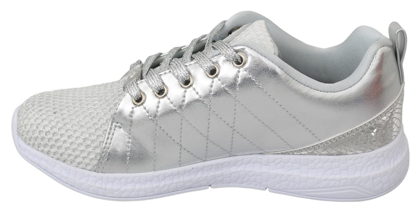 Gisella Silver Polyester Sneakers ShoesPLEIN SPORT Gorgeous brand new with tags, 100% Authentic PLEIN SPORT Shoes. Model: Gisella Sneakers Color: Silver Material: Polyester Sole: Rubber Logo detailsGisella Silver Polyester Sneakers Shoes${tagsPhilipp Plei