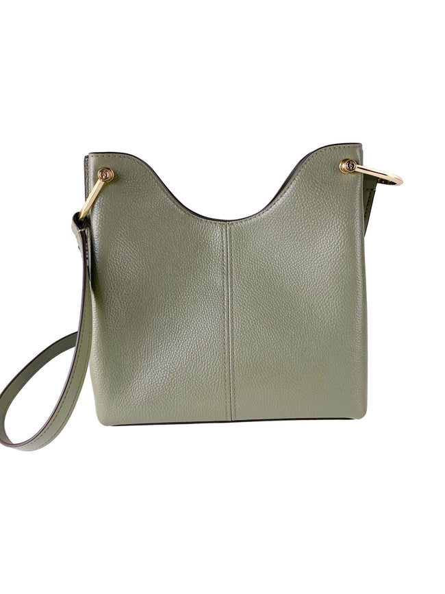 Joan Large Perforated Suede Leather Slouchy Messenger Handbag (Army Green)Style: Michael Kors Joan Small Slouchy Messenger Handbag (Army Green) Material: Perforated Suede and Pebbled Leather Features: Interior Slip and Zip Pocket, Adjustable Shoulder Stra