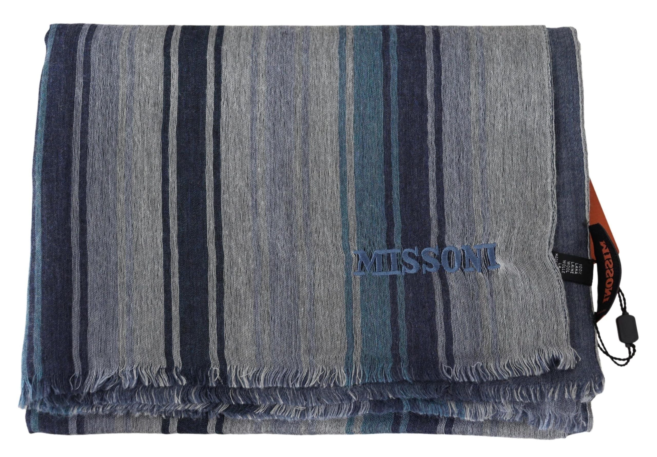 Multicolor Wool Neck Wrap with Stripes and Logo Embroidery