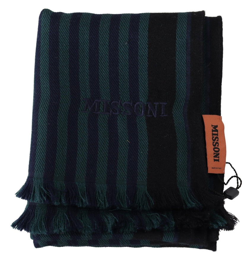 Multicolor Striped Wool Unisex Neck Wrap ShawlMISSONI Gorgeous brand new with tags, 100% Authentic Missoni wool scarf with stripes pattern design and brand logo embroidery. Material: 100% Wool Color: Multicolor Gender: Unisex Fringes Logo details Made in