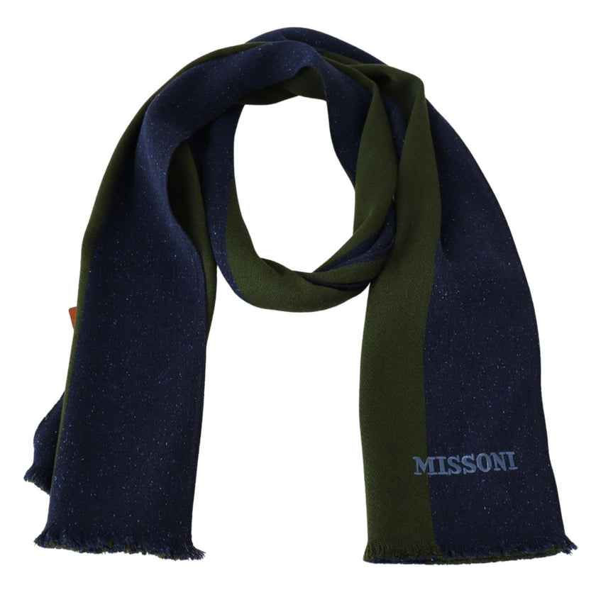 Green Striped Wool Unisex Neck Wrap Shawl BlueMISSONI Gorgeous brand new with tags, 100% Authentic Missoni wool scarf with stripes pattern design and brand logo embroidery. Material: 100% Wool Color: Multicolor Gender: Unisex Fringes Logo details Made in