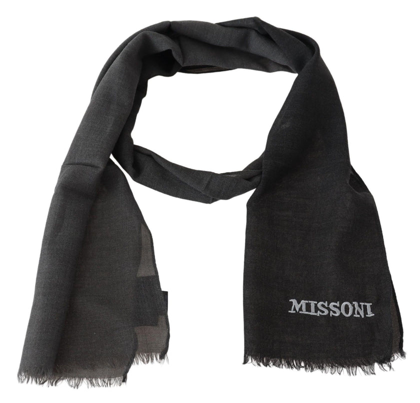 Gray Wool Unisex Neck Wrap Shawl Fringes Logo ScarfMISSONI Gorgeous brand new with tags, 100% Authentic Missoni wool scarf with brand logo embroidery. Material: 100% Wool Color: Gray Gender: Unisex Fringes Logo details Made in Italy SIZE: 160cm x 30cmGray