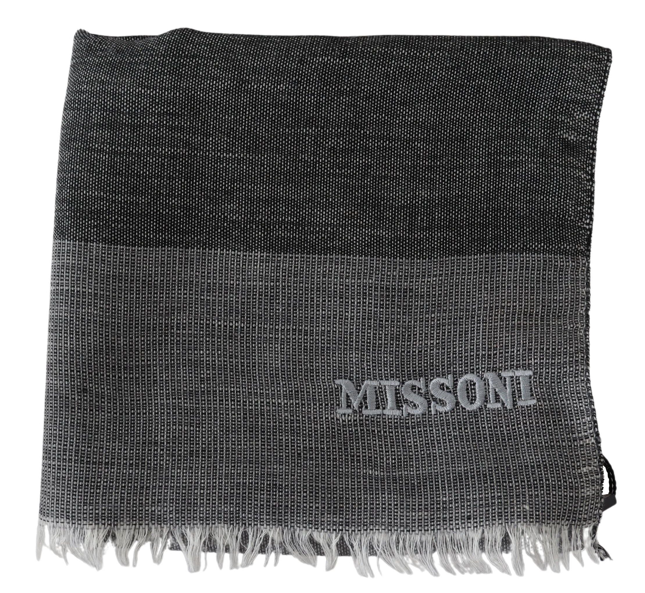 Gray Striped Wool Unisex Neck Wrap Fringes ScarfMISSONI Gorgeous brand new with tags, 100% Authentic Missoni wool scarf with stripes pattern and brand logo embroidery. Material: 100% Wool Color: Gray Gender: Unisex Fringes Logo details Made in Italy SIZE: