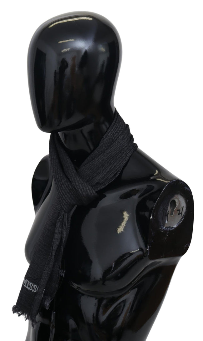 Black Wool Knit Unisex Neck Wrap ScarfMISSONI Gorgeous brand new with tags, 100% Authentic Missoni wool scarf with brand logo embroidery. Material: 100% Wool Color: Black Gender: Unisex Fringes Logo details Made in Italy SIZE: 170cm x 28cmBlack Wool Knit