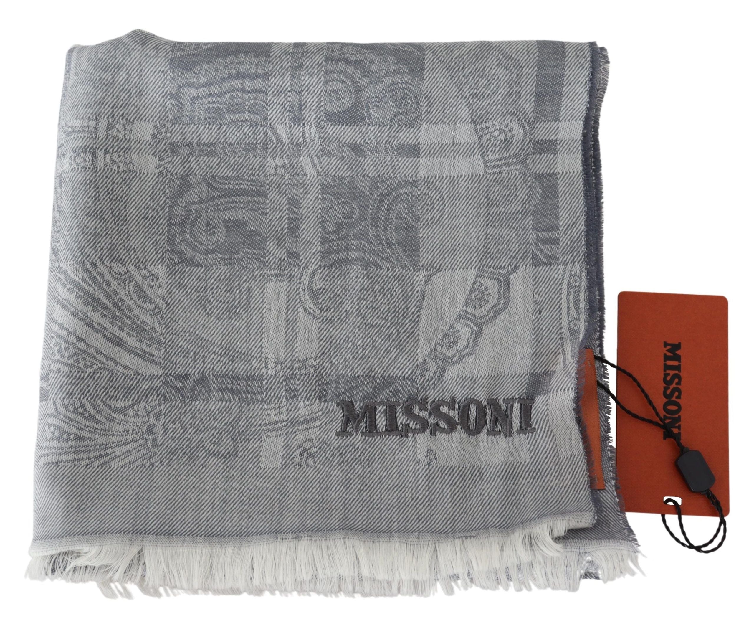 Gray Floral Wool Unisex Neck Wrap Fringes ScarfMISSONI Gorgeous brand new with tags, 100% Authentic Missoni wool scarf with pattern and brand logo embroidery. Material: 100% Wool Color: Gray Gender: Unisex Fringes Logo details Made in Italy SIZE: 180cm x