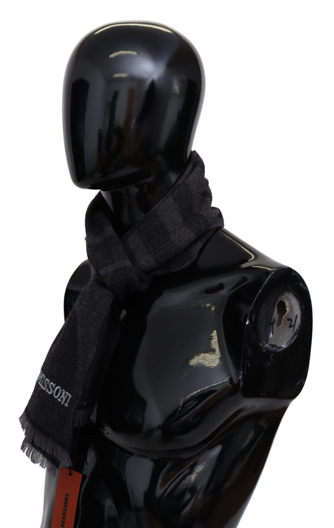 Black Striped Wool Unisex Neck Wrap ScarfMISSONI Gorgeous brand new with tags, 100% Authentic Missoni wool scarf with stripes pattern and brand logo embroidery. Material: 100% Wool Color: Black Gender: Unisex Fringes Logo details Made in Italy SIZE: 160cm