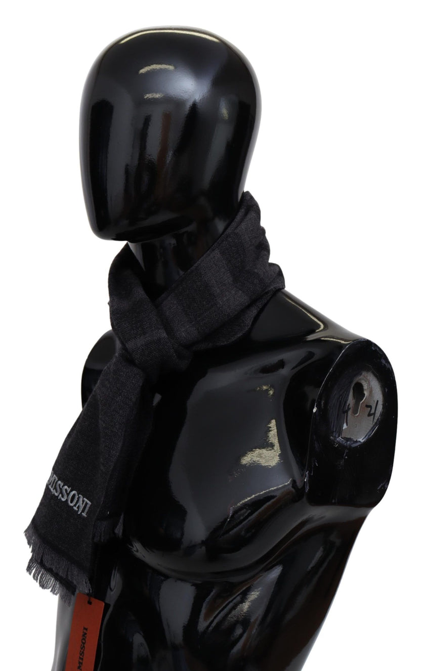 Black Striped Wool Unisex Neck Wrap ScarfMISSONI Gorgeous brand new with tags, 100% Authentic Missoni wool scarf with stripes pattern and brand logo embroidery. Material: 100% Wool Color: Black Gender: Unisex Fringes Logo details Made in Italy SIZE: 160cm