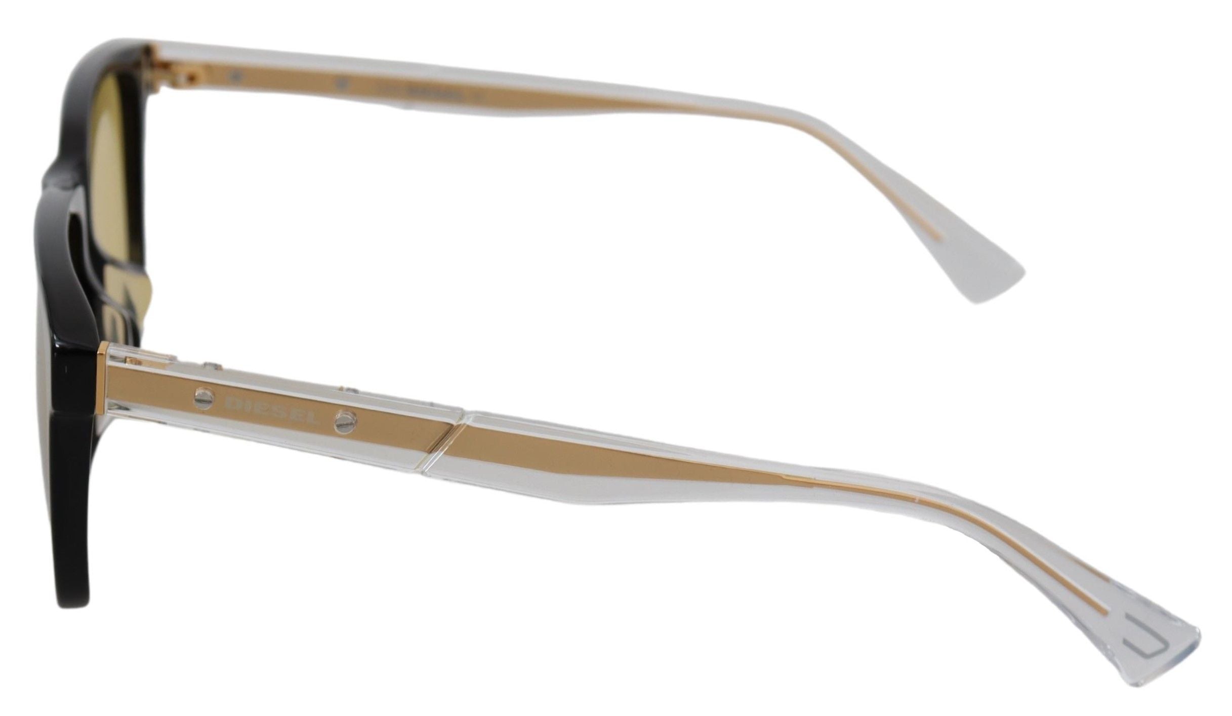 Schwarze Synthetik-Sonnenbrille mit gelben transparenten Gläsern
