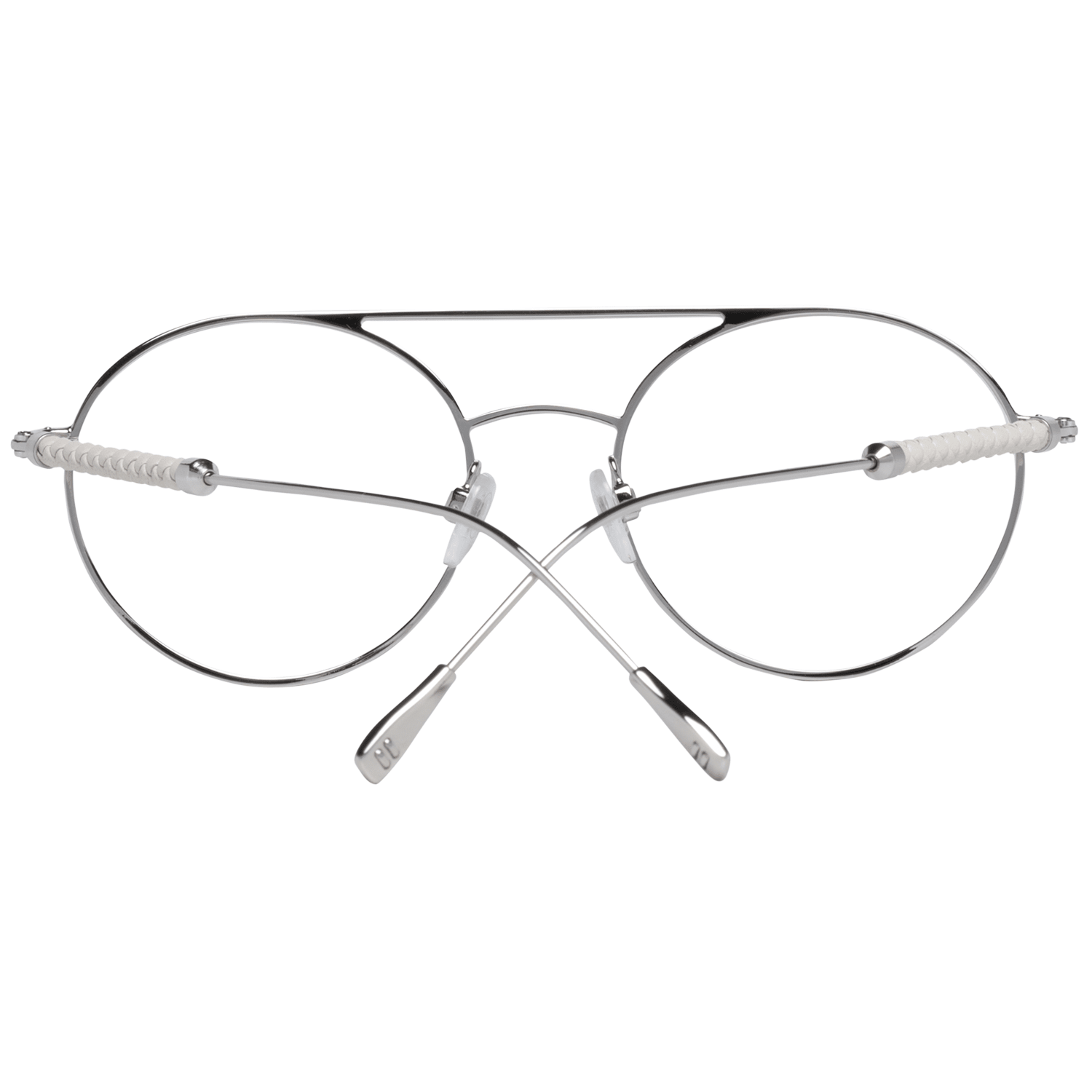White Leather & Metal Aviator Glasses Frames