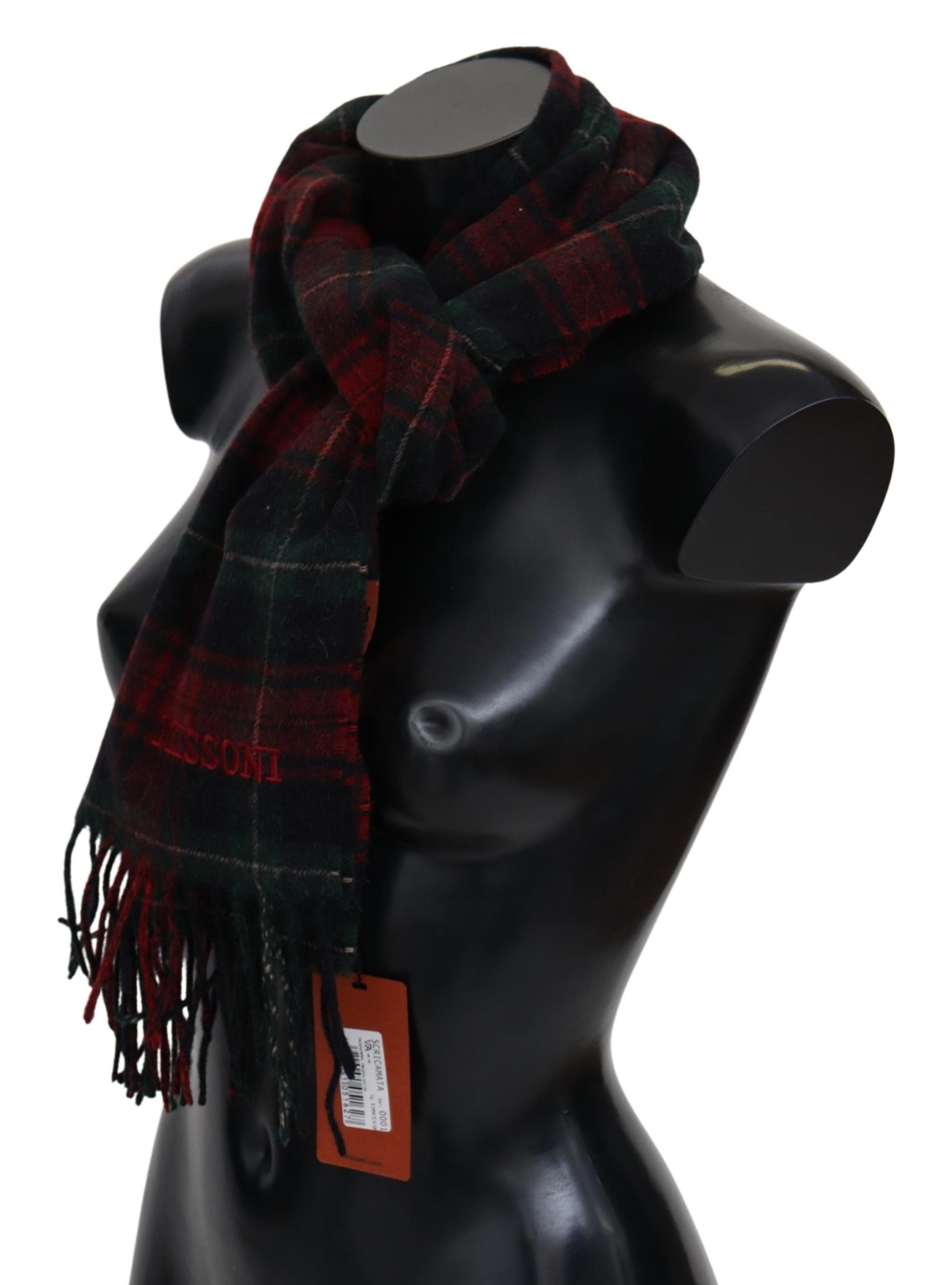 Black Red Check Wool Unisex Neck Wrap Fringes ScarfMISSONI Gorgeous brand new with tags, 100% Authentic Missoni virgin wool scarf with check pattern and brand logo embroidery. Material: 100% Virgin Wool Color: Black, Red Gender: Unisex Fringes Logo detail