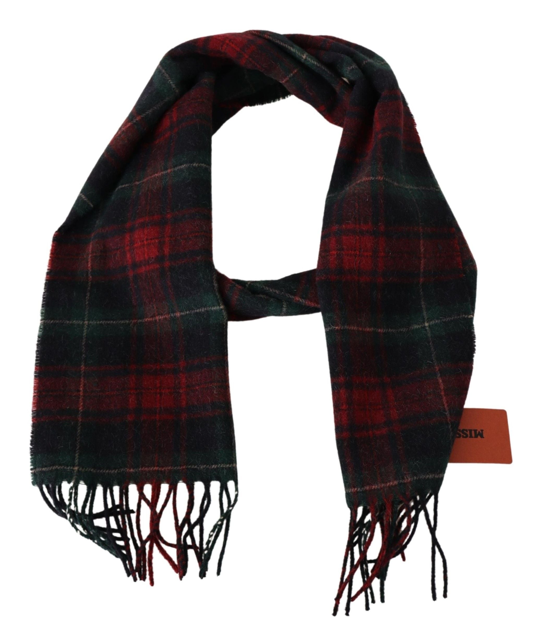 Black Red Check Wool Unisex Neck Wrap Fringes ScarfMISSONI Gorgeous brand new with tags, 100% Authentic Missoni virgin wool scarf with check pattern and brand logo embroidery. Material: 100% Virgin Wool Color: Black, Red Gender: Unisex Fringes Logo detail
