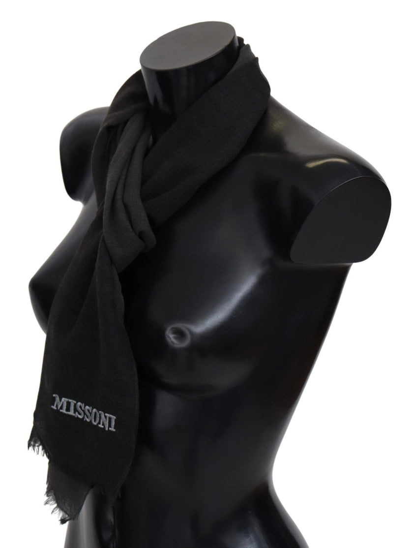 Black 100% Wool Unisex Neck Wrap ScarfMISSONI Gorgeous brand new with tags, 100% Authentic Missoni wool scarf with brand logo embroidery. Material: 100% Wool Color: Black Gender: Unisex Fringes Logo details Made in Italy SIZE: 170cm x 30cmBlack 100% Wool