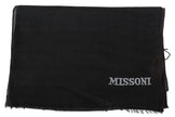 Black 100% Wool Unisex Neck Wrap ScarfMISSONI Gorgeous brand new with tags, 100% Authentic Missoni wool scarf with brand logo embroidery. Material: 100% Wool Color: Black Gender: Unisex Fringes Logo details Made in Italy SIZE: 170cm x 30cmBlack 100% Wool