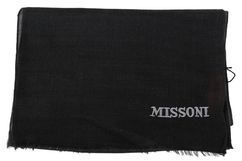 Black 100% Wool Unisex Neck Wrap ScarfMISSONI Gorgeous brand new with tags, 100% Authentic Missoni wool scarf with brand logo embroidery. Material: 100% Wool Color: Black Gender: Unisex Fringes Logo details Made in Italy SIZE: 170cm x 30cmBlack 100% Wool