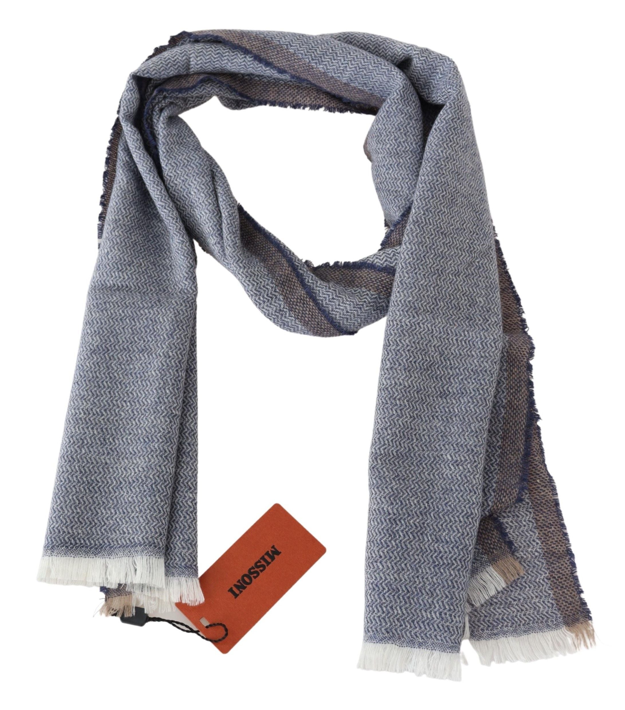 Gray Striped Wool Unisex Neck Wrap Fringes ScarfMISSONI Gorgeous brand new with tags, 100% Authentic Missoni wool scarf with stripes pattern and brand logo embroidery. Material: 100% Wool Color: Gray Gender: Unisex Fringes Logo details Made in Italy SIZE: