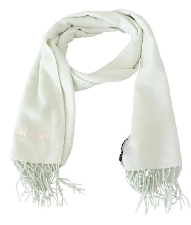 Light Green Pattern Cashmere Unisex Wrap Fringes ScarfMISSONI Gorgeous brand new with tags, 100% Authentic Missoni cashmere scarf with solid pattern design and brand logo embroidery. Material: 100% Cashmere Color: White Gender: Unisex Fringes Logo details