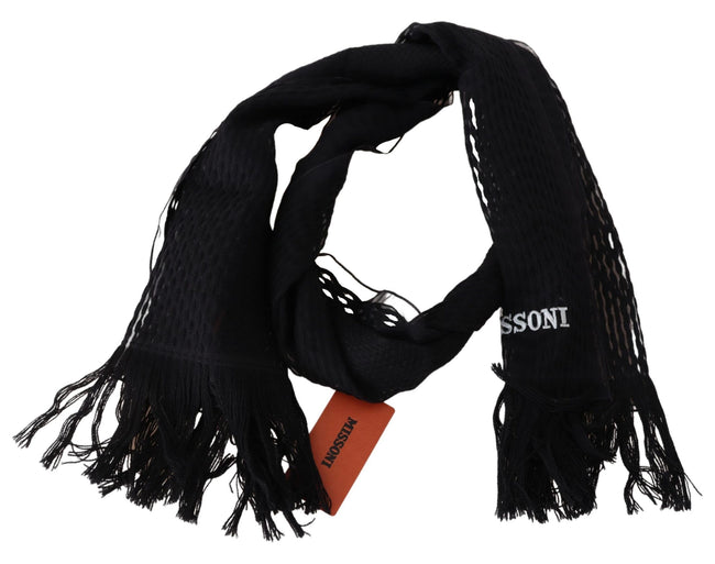 Black Wool Unisex Neck Warmer Wrap ScarfMISSONI Gorgeous brand new with tags, 100% Authentic Missoni wool silk scarf with brand logo embroidery. Material: 80% Wool 20% Silk Color: Black Gender: Unisex Fringes Logo details Made in Italy SIZE: 160cm x 40cmB