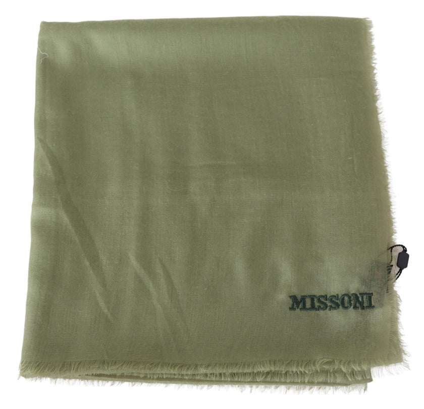 Green Cashmere Unisex Neck Wrap ScarfMISSONI Gorgeous brand new with tags, 100% Authentic Missoni cashmere scarf with brand logo embroidery. Material: 100% Cashmere Color: Green Gender: Unisex Fringes Logo details Made in Italy SIZE: 140cm x 70cmGreen Cas