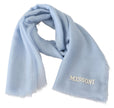 Light Blue Cashmere Unisex Neck Wrap ScarfMISSONI Gorgeous brand new with tags, 100% Authentic Missoni cashmere scarf with brand logo embroidery. Material: 100% Cashmere Color: Light Blue Gender: Unisex Fringes Logo details Made in Italy SIZE: 138cm x 138