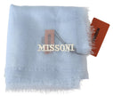 Light Blue Cashmere Unisex Neck Wrap ScarfMISSONI Gorgeous brand new with tags, 100% Authentic Missoni cashmere scarf with brand logo embroidery. Material: 100% Cashmere Color: Light Blue Gender: Unisex Fringes Logo details Made in Italy SIZE: 138cm x 138