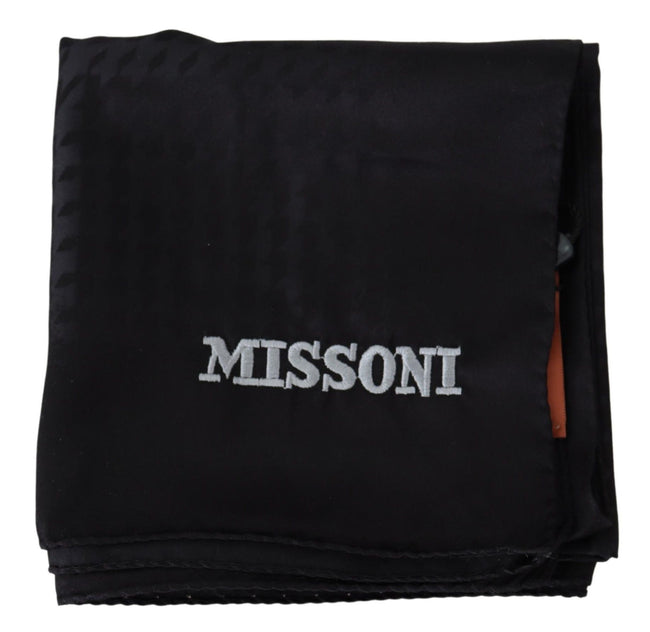 Black Wool Knit Unisex Neck Wrap Shawl ScarfMISSONI Gorgeous brand new with tags, 100% Authentic Missoni wool scarf with solid pattern and brand logo embroidery. Material: 100% Wool Color: Black Gender: Unisex Logo details Made in Italy SIZE: 68cm x 66cmB
