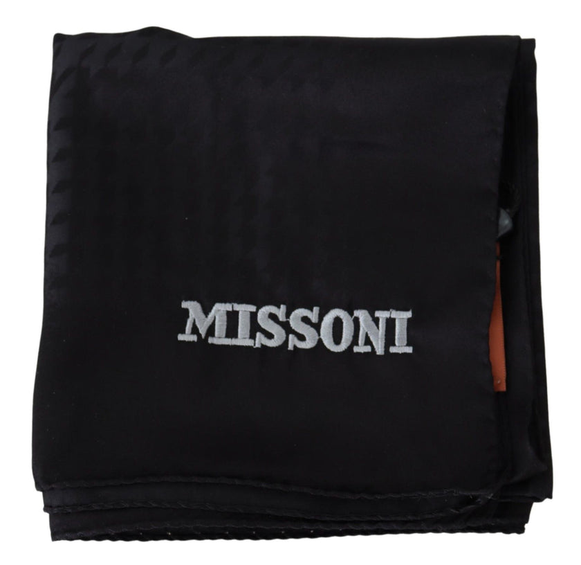 Black Wool Knit Unisex Neck Wrap Shawl ScarfMISSONI Gorgeous brand new with tags, 100% Authentic Missoni wool scarf with solid pattern and brand logo embroidery. Material: 100% Wool Color: Black Gender: Unisex Logo details Made in Italy SIZE: 68cm x 66cmB