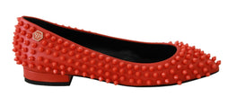 Orange Leather Ballerina WHAT I DO Flats ShoesPHILLIP PLEIN Gorgeous brand new with tags, 100% Authentic PHILLIP PLEIN Shoes. Model: Pointed flats ballerina hsoes Material: 100% Leather Color: Orange Leather sole Logo details Very exclusive high craftsman
