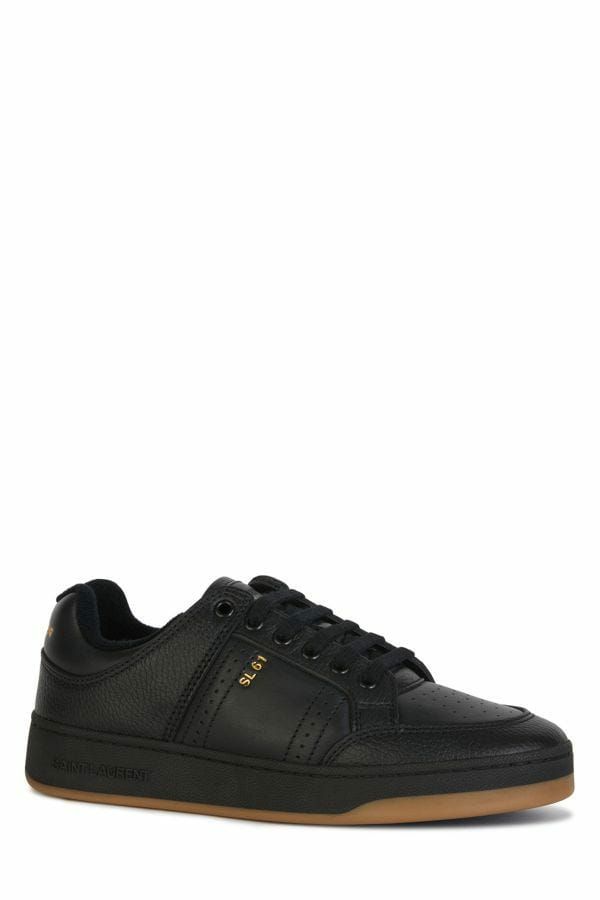 Elegant Black Low-Top Leather SneakersStep into luxury and style with these sleek black low-top sneakers from Saint Laurent, perfect for accenting your street-style ensemble with a touch of sophistication. Crafted with high-quality calf leather and featur