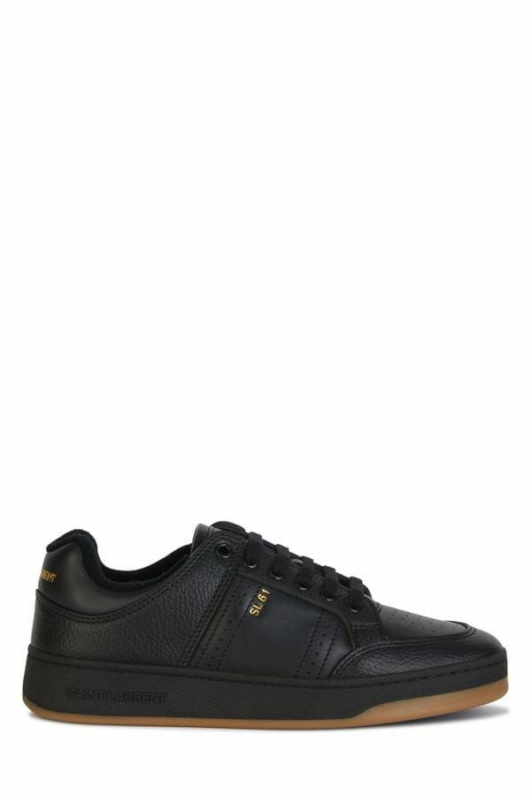Elegant Black Low-Top Leather SneakersStep into luxury and style with these sleek black low-top sneakers from Saint Laurent, perfect for accenting your street-style ensemble with a touch of sophistication. Crafted with high-quality calf leather and featur
