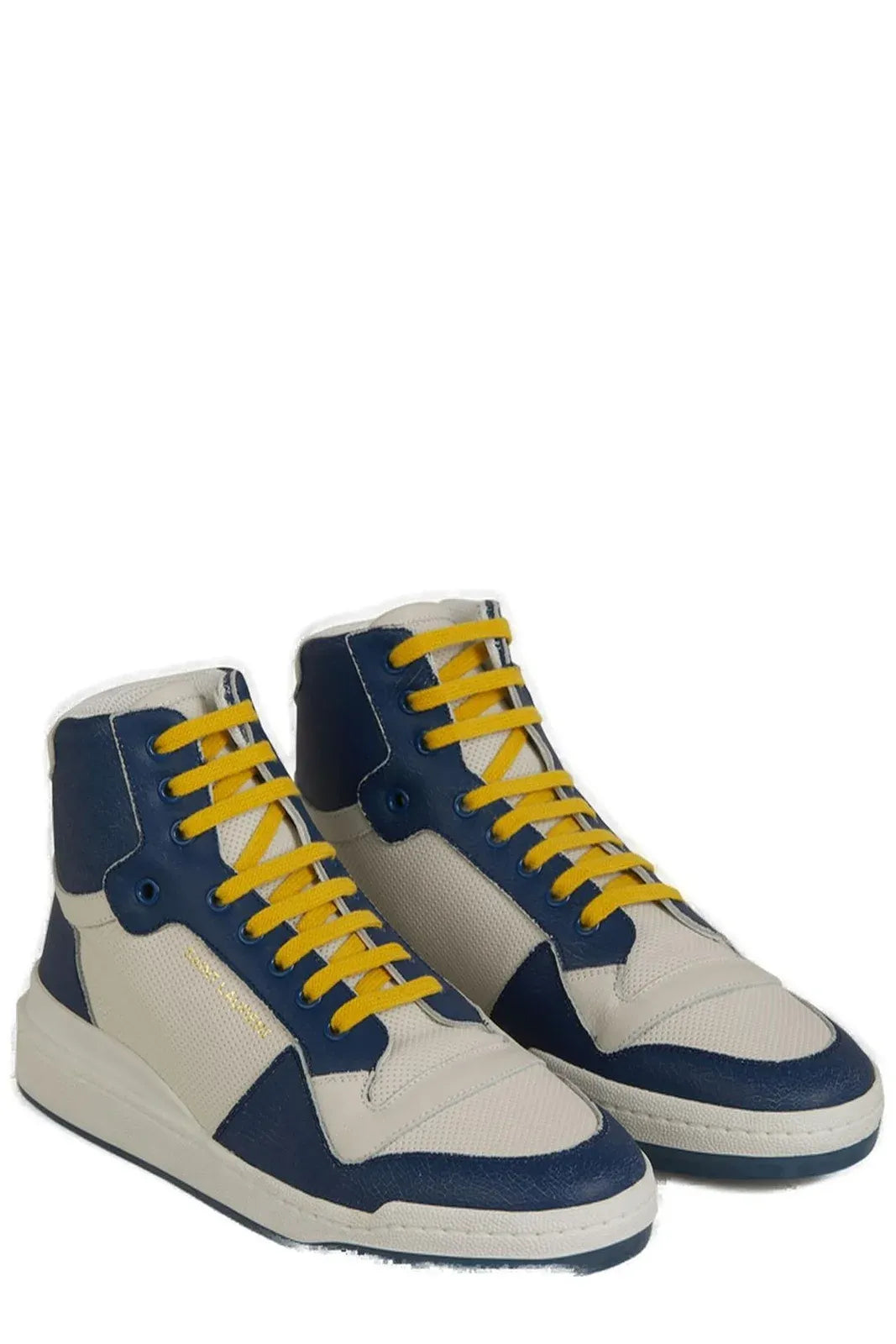 Blue Leather Mid-Top Sneakers by Saint Laurent