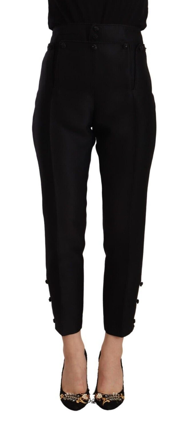 Black Wool High Waist Skinny Women PantsDSQUARED2 Gorgeous brand new with tags, 100% Authentic DSQUARED2 high waist skinny trousers. Fitting: Regular fit Colour: Black Material: 83% Wool 17% Silk Logo detailsBlack Wool High Waist Skinny Women Pants${tagsD