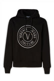 Stunning Hooded Black Cotton SweatshirtExude effortless style with this absolutely stunning hooded sweatshirt from Versace Jeans. Crafted from premium 100% cotton, it features a comfortable feel and a chic black hue that guarantees a versatile addition to