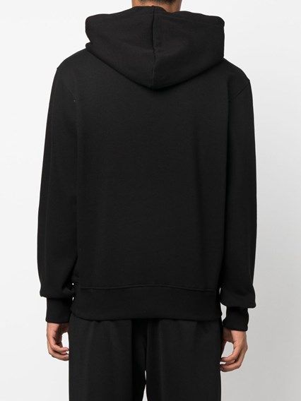 Schwarzer Baumwoll-Hoodie mit Signature-Logo-Details