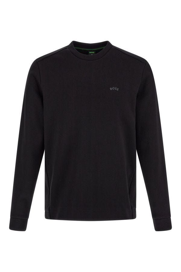 Elegant Black Cotton Round Neck SweatshirtDiscover the epitome of comfort and style with this 100% Authentic, brand new HUGO BOSS round neck sweatshirt. Perfect for a sleek, modern look, this piece is a must-have for the fashion-forward individual. Crafte