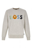 Elegant Grey Round Neck Cotton SweatshirtIndulge in the epitome of casual luxury with this 100% Authentic, brand new round neck sweatshirt by Hugo Boss. Perfect for a refined casual look, this top exudes elegance while offering supreme comfort. Made with