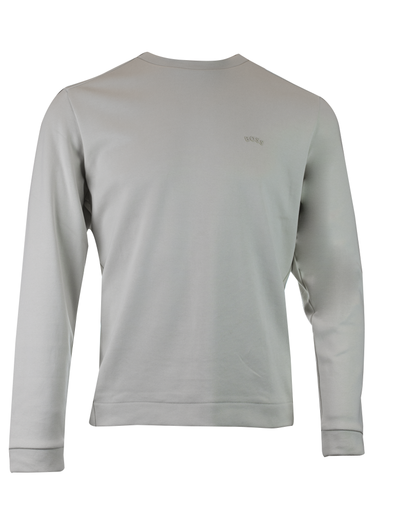 Beige Cotton Sweatshirt with Round Neck by Hugo Boss