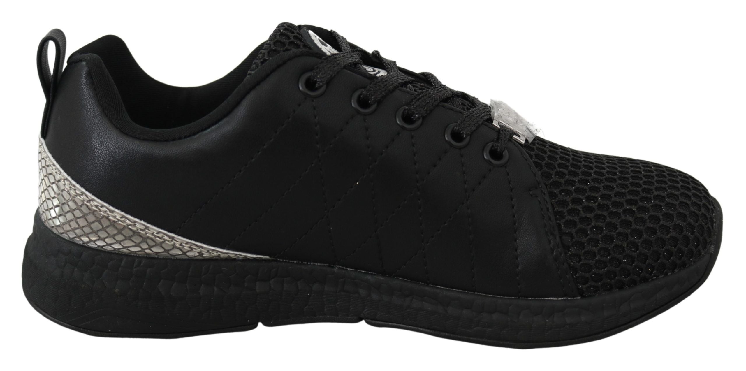 Exquisite Black Runner Gisella Sports SneakersStep into the world of high-end athleticism with these exquisite new-with-tags Plein Sport Women’s Running Sneakers. Elegant yet practical, these black sneakers are perfect for those who value both style and c