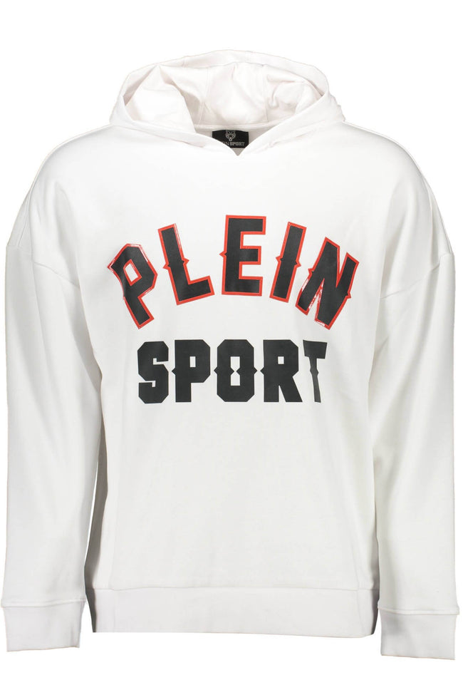 White Cotton Men SweaterUnleash your dynamic style with Plein Sport’s striking hooded sweatshirt, designed for those who dare to make a statement. A captivating blend of comfort and edgy aesthetics, this sweatshirt boasts bold contrasting details and the