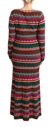 Multicolor Stripe Wool Knitted Maxi Sheath Dress