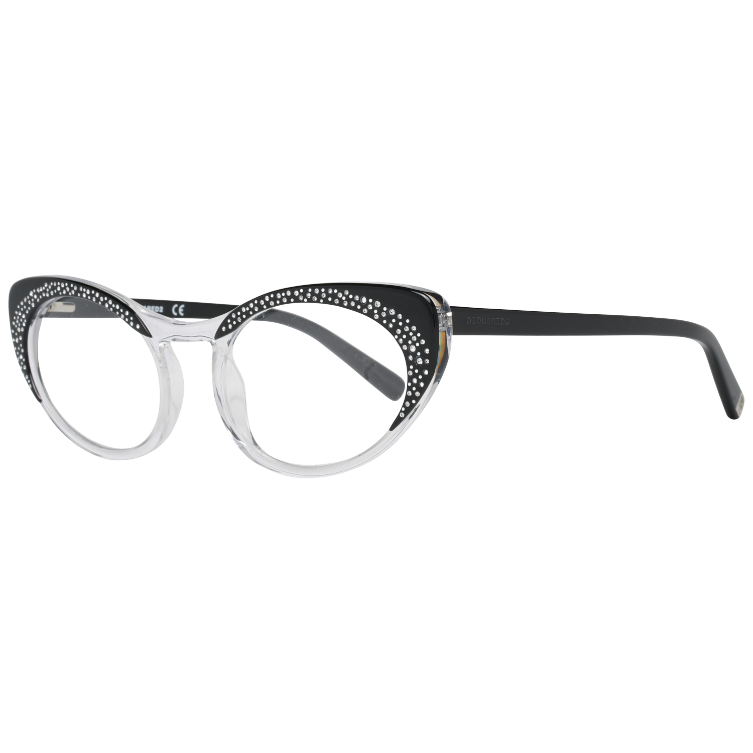 Chic Black Full-Rim Designer EyewearStep into the world of high-fashion with the Dsquared² eyewear collection. Elegantly crafted with a sleek black finish, this pair of women’s glasses exudes sophistication with its full-rim design and durable plastic fra