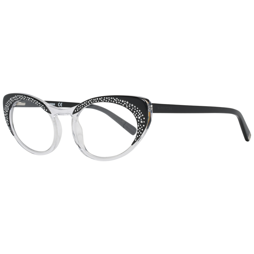 Chic Black Full-Rim Designer EyewearStep into the world of high-fashion with the Dsquared² eyewear collection. Elegantly crafted with a sleek black finish, this pair of women’s glasses exudes sophistication with its full-rim design and durable plastic fra